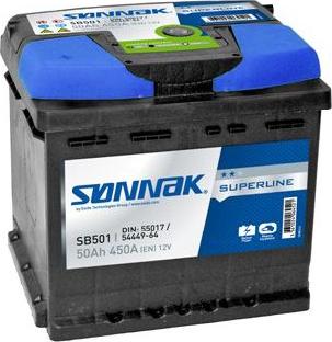 Sonnak SB501 - Стартерная аккумуляторная батарея, АКБ autodif.ru