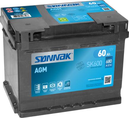 Sonnak SK600 - Стартерная аккумуляторная батарея, АКБ autodif.ru