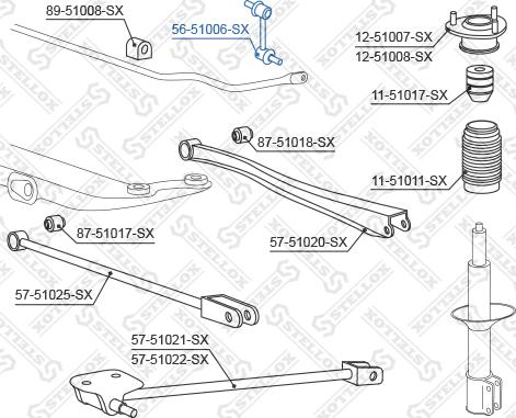 Stellox 56-51006-SX - Тяга стабилизатора заднего Hyundai Coupe 96-00 autodif.ru