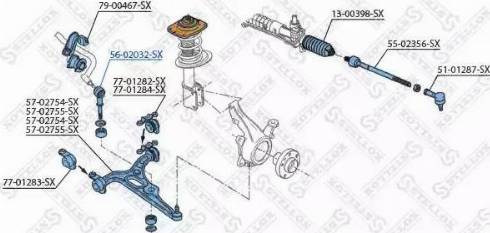 Stellox 56-02032-SX - Тяга стабилизатора переднего БЕЗ ВТУЛОК PEUGEOT 806/EXPERT,FIAT ULYSSE 94> (5087.35) autodif.ru