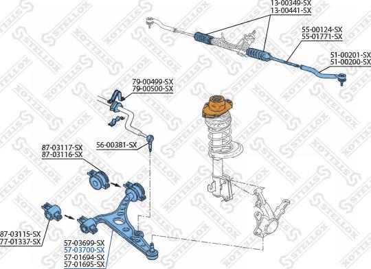 Stellox 57-03700-SX - Рычаг подвески колеса autodif.ru