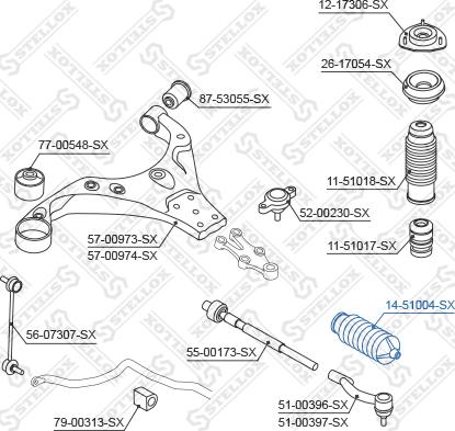 Stellox 14-51004-SX - пыльник рейки рулевой!\ Hyundai Getz 02> autodif.ru