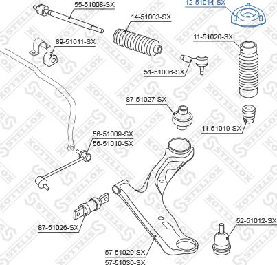 Stellox 12-51014-SX - опора амортизатора переднего!\ Hyundai Santa Fe all 00> autodif.ru