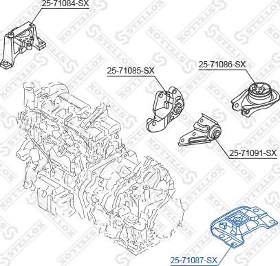 Stellox 25-71087-SX - подушка ДВС левая!\ Mazda 3 1.3i-2.0i 03> autodif.ru