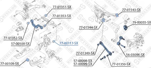 Stellox 77-00117-SX - Сайлентблок, рычаг подвески колеса autodif.ru