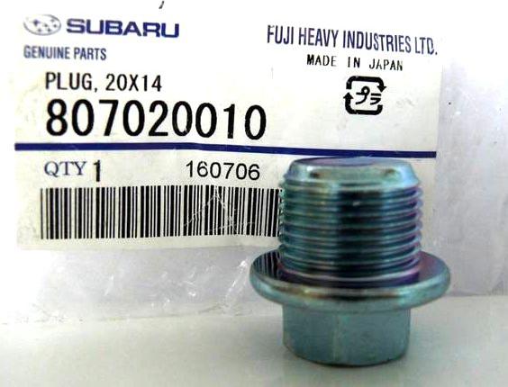 Subaru 807020010 - Резьбовая пробка, масляный поддон autodif.ru