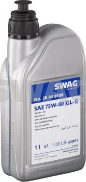 Swag 30 94 0580 - Масло трансмиссионное минеральное 1л - для МКПП (желтое), 75W-80, API GL-4/GL-5 autodif.ru