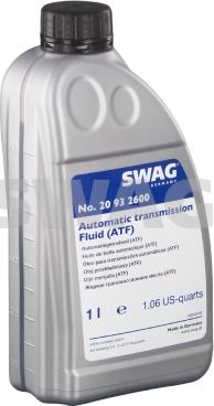Swag 20 93 2600 - жидкость гидравлическая! красная синтетика 1L для АКПП, ГУР ATF\ MB, Opel, BMW, Vauxhall autodif.ru