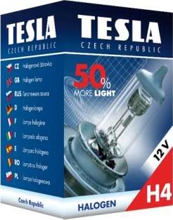 TESLA B30401 - лампа! H4, 12V, 60/55W, P43t +50% мощности света галогенная\ autodif.ru