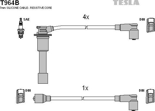 TESLA T964B - Комплект проводов зажигания autodif.ru