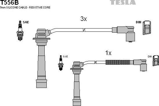 TESLA T556B - Комплект проводов зажигания autodif.ru
