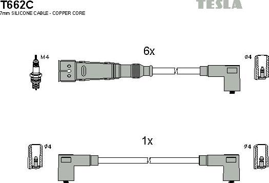 TESLA T662C - Комплект проводов зажигания autodif.ru