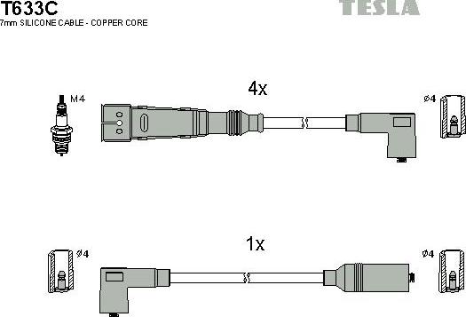 TESLA T633C - Комплект проводов зажигания autodif.ru