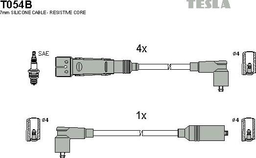 TESLA T054B - Комплект проводов зажигания autodif.ru