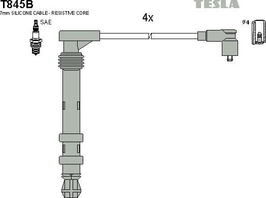TESLA T845B - Комплект проводов зажигания autodif.ru