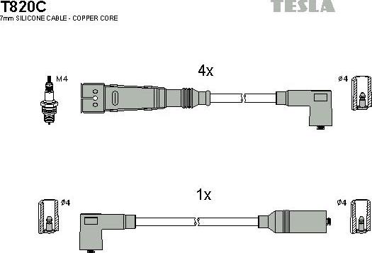 TESLA T820C - Комплект проводов зажигания autodif.ru