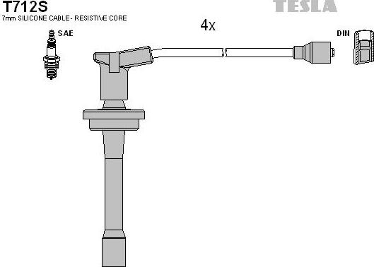 TESLA T712S - Комплект проводов зажигания autodif.ru