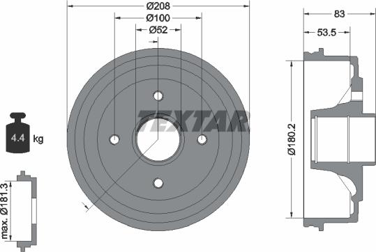 Textar 94013500 - Тормозной барабан autodif.ru