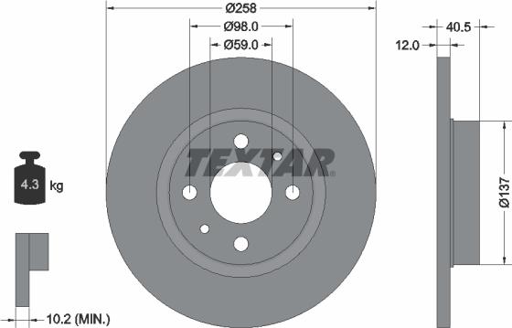 Textar 92041500 - Тормозной диск autodif.ru