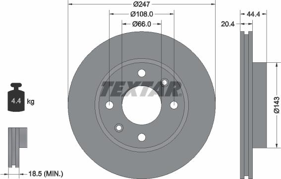 Textar 92033800 - Тормозной диск autodif.ru