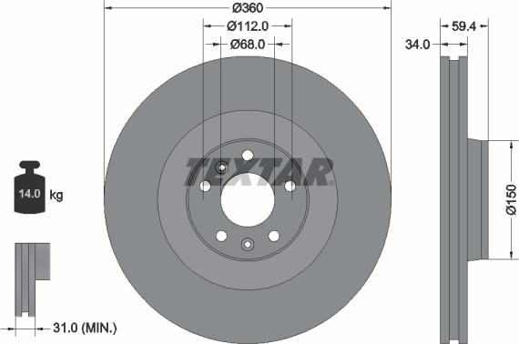 Textar 92122205 - Тормозной диск autodif.ru