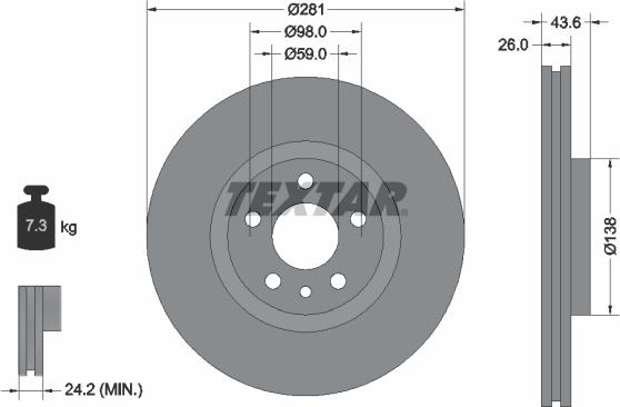 Textar 92074003 - Тормозной диск autodif.ru