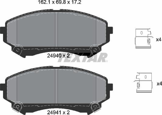 Textar 2494001 - Тормозные колодки, дисковые, комплект autodif.ru