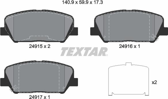 Textar 2491501 - Тормозные колодки, дисковые, комплект autodif.ru