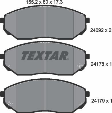 Textar 2409201 - Тормозные колодки, дисковые, комплект autodif.ru