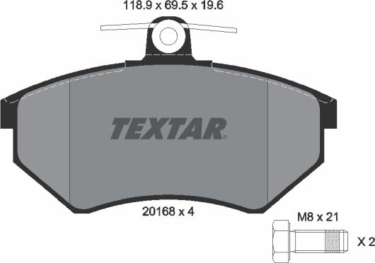 Textar 2016804 - Тормозные колодки, дисковые, комплект autodif.ru