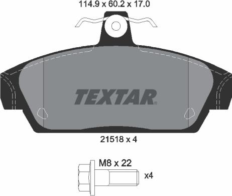 Textar 2151801 - Тормозные колодки, дисковые, комплект autodif.ru