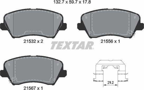 Textar 2153201 - Тормозные колодки, дисковые, комплект autodif.ru