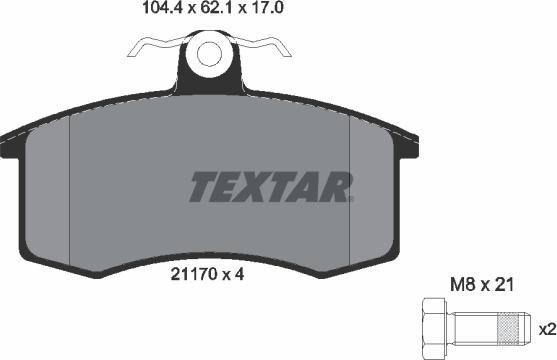 Textar 2117002 - Тормозные колодки, дисковые, комплект autodif.ru