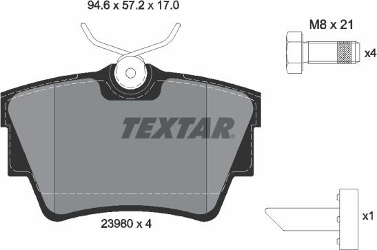 Textar 2398001 - Тормозные колодки, дисковые, комплект autodif.ru