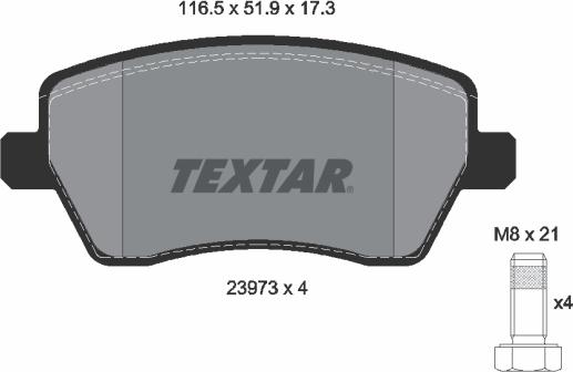 Textar 2397301 - Тормозные колодки, дисковые, комплект autodif.ru