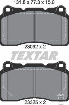 Textar 2309204 - Тормозные колодки, дисковые, комплект autodif.ru