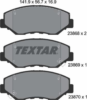 Textar 2386801 - Тормозные колодки, дисковые, комплект autodif.ru