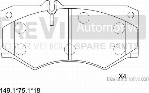 Trevi Automotive PF1655 - Тормозные колодки, дисковые, комплект autodif.ru