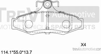 Trevi Automotive PF1070 - Тормозные колодки, дисковые, комплект autodif.ru