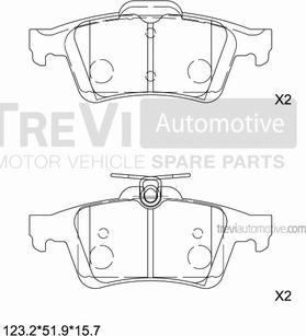 Trevi Automotive PF1255 - Тормозные колодки, дисковые, комплект autodif.ru