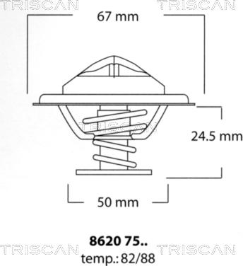 Triscan 8620 7582 - Термостат охлаждающей жидкости / корпус autodif.ru