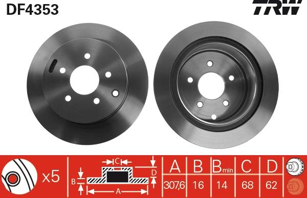 TRW DF4353 - Тормозной диск autodif.ru