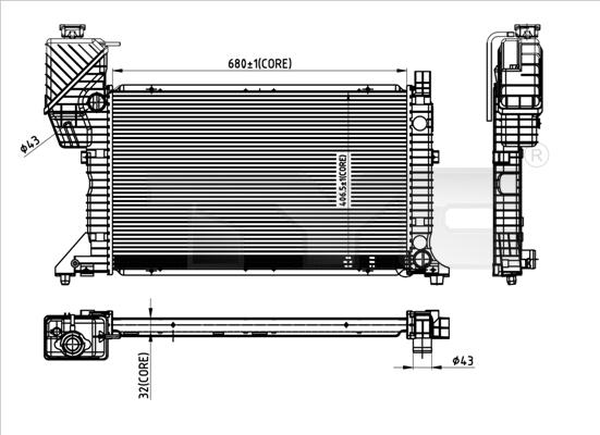 TYC 721-0007 - Радиатор, охлаждение двигателя autodif.ru