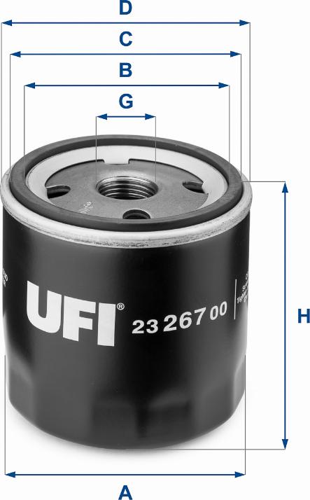 UFI 23.267.00 - Фильтр масляный накручивающийся легковой FIAT autodif.ru