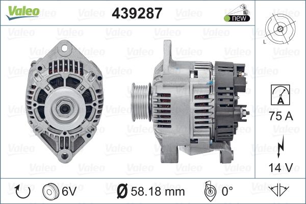 Valeo 439287 - Генератор autodif.ru