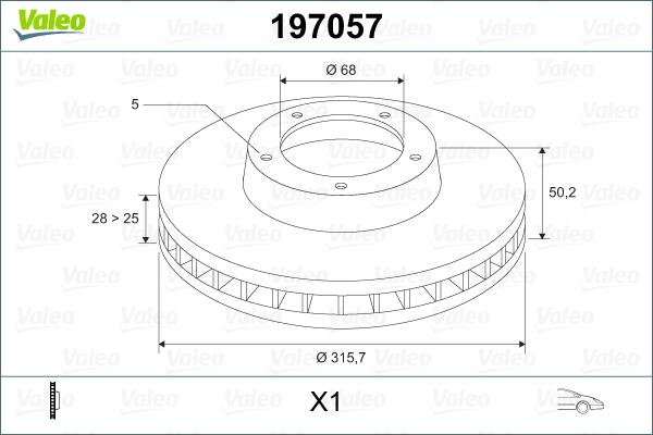 Valeo 197057 - Тормозной диск autodif.ru