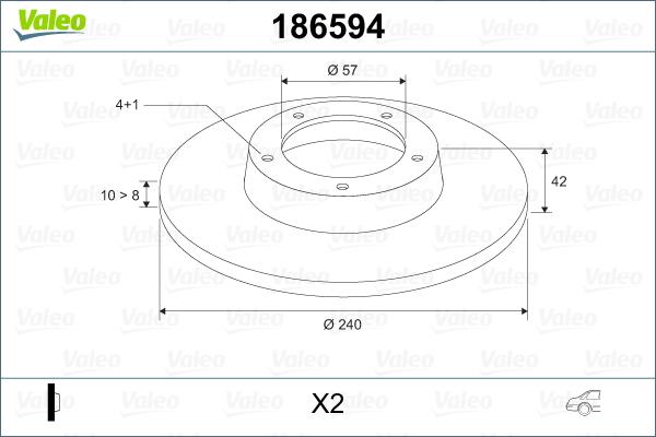 Valeo 186594 - Тормозной диск autodif.ru