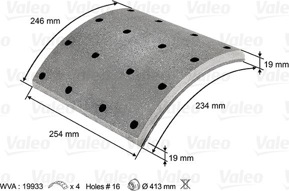 Valeo 219933 - Комплект тормозных башмаков, барабанные тормоза autodif.ru
