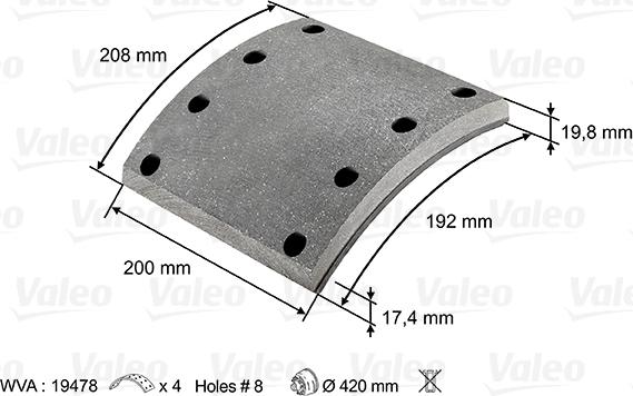 Valeo 219802 - Комплект тормозных башмаков, барабанные тормоза autodif.ru