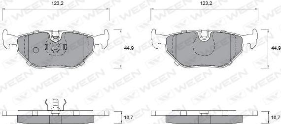 Ween 151-1200 - Тормозные колодки, дисковые, задние, BMW 3 (E30,E36), 5 (E34), 7 (E32), Z3, (компл.), WEEN, 151-1200 autodif.ru
